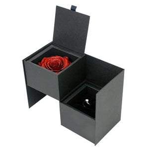 Proposal Ring Box with the ring and our diamond rose that will last a year or more compartment - delivery across Sydney and Australia